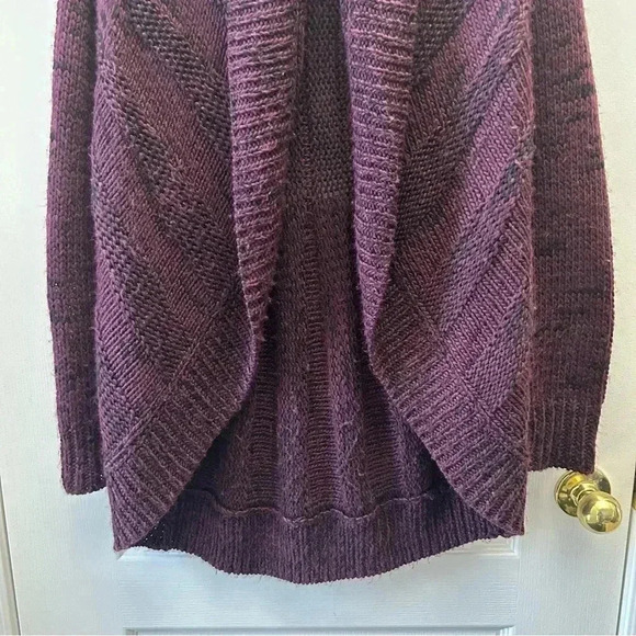 Ricki’s Circle Cardigan Open Front Draped  Collar Sweater Burgundy Black Small - Picture 6 of 12